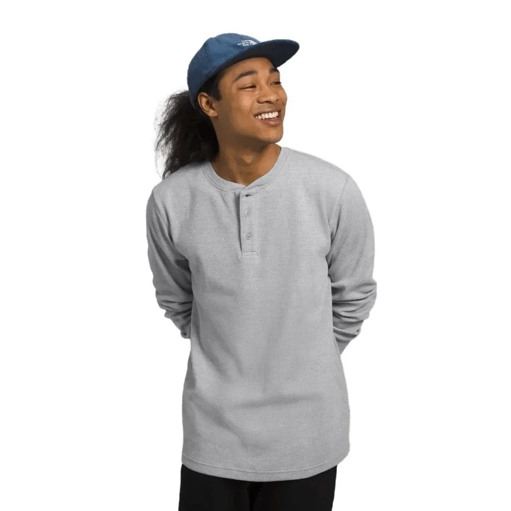 The North Face Terrain Waffle Knit Henley In Meld Gray Heather Men Size XL